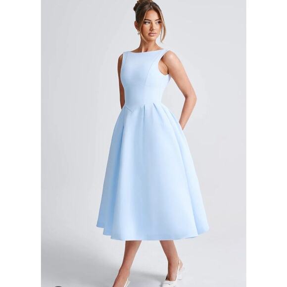 Babyboo Calarabella midi dress baby blue Size XS formal chic timeless proper - Picture 2 of 12